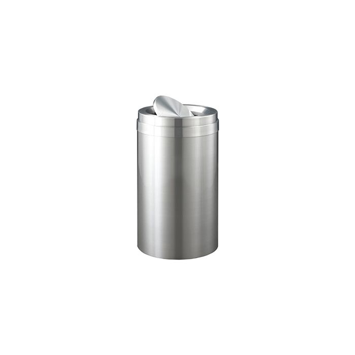 Glaro TA1537SA Value Tip Action Top Receptacle - 23 Gallon Capacity - 15" Dia. x 30" H - Satin Aluminum