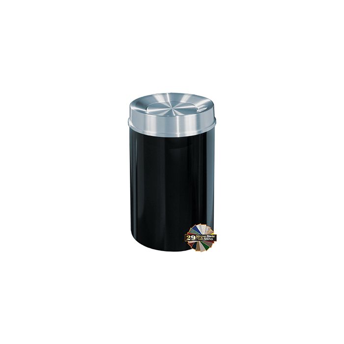 Glaro TA2035 Mount Everest Tip Action Top Receptacle - 33 Gallon Capacity - 20" Dia. x 35" H - Satin Aluminum Cover