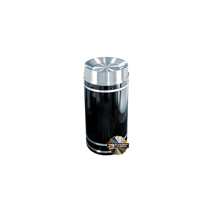 Glaro TA2056 Monte Carlo Collection Tip Action Self Closing Receptacle - 33 Gallon Capacity - 20" Dia. x 36" H - Satin Aluminum Accents