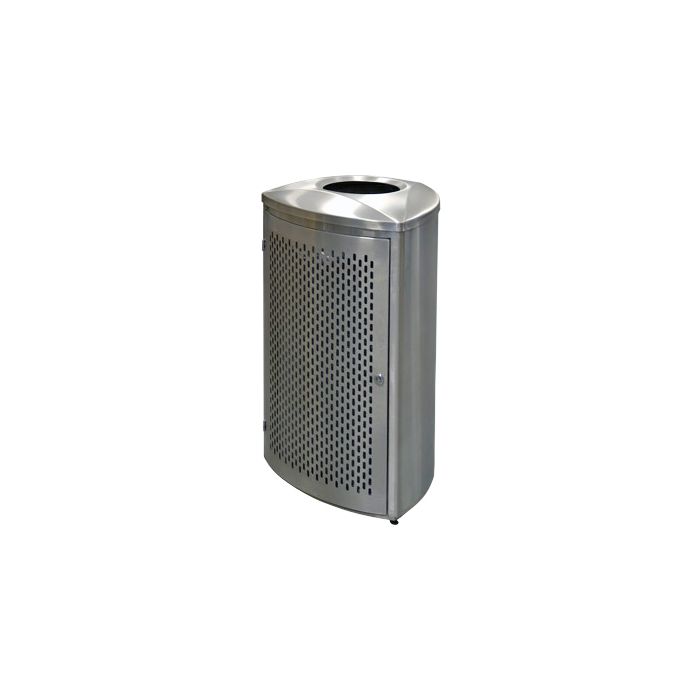 Imprezza TRO21SSPL Triangular Curved Open Top Trash Can - 21 Gallon Capacity - Satin Stainless Steel