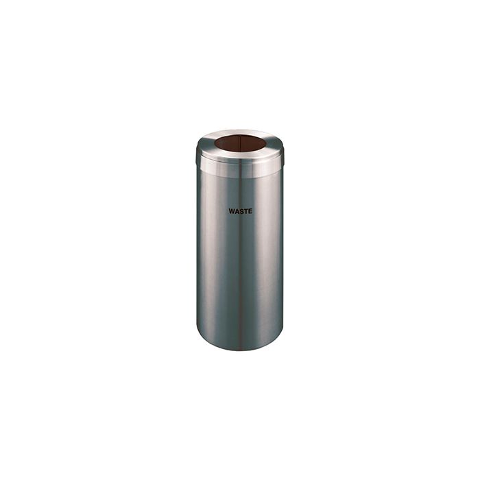 Glaro W1242SA "RecyclePro Value" Receptacle with Large Round Opening - 15 Gallon Capacity - 12" Dia. x 30" H - Satin Aluminum