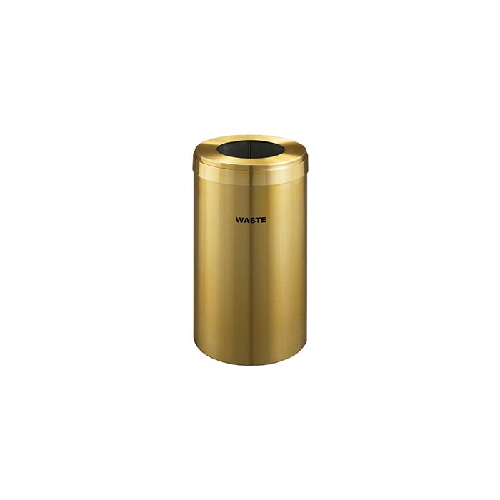 Glaro W1542BE "RecyclePro Value" Receptacle with Large Round Opening - 23 Gallon Capacity - 15" Dia. x 30" H - Satin Brass