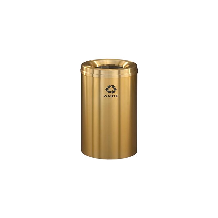 Glaro W2032BE "RecyclePro 1" Receptacle with Large Round Opening - 33 Gallon Capacity - 20" Dia. x 31" H - Satin Brass